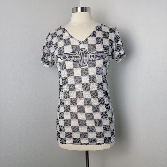 🏁 Indianapolis Motor Speedway Indy 500 Women's Black and White Checkered Top XL - Picture 1 of 11
